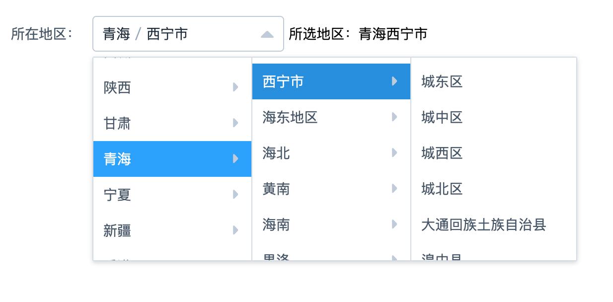 VUE省市区选择三级联动_图一